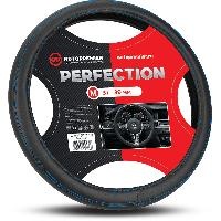 Оплётка PREMIER М кожа PU, глянцевая, чёрный/синяя нить, BN1100M оптом