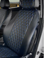 Чехлы/AvtoElite/Kia Rio(Киа Рио),Hyundai Solaris с 2017/экокожа 2/черный/РОМБ/отстрочка синяя оптом