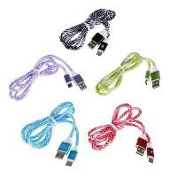 Кабель для зарядки FORZA Type-C, 1м, 1,5А, синхр. с ПК, тканевая оплетка, 5 цветов (470-034) оптом