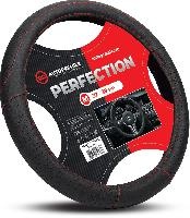 Оплётка PREMIER M кожа PU перфорированная вставка, чёрный/красная нить, FR1020M оптом