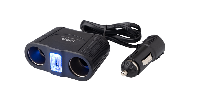Разветвитель 2 гнезда ,1 USB,черный ,с подсветкой и проводом 100 Вт(G4016) оптом
