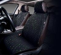 Накидки/PREMIER/Alcantra Luxe/стёганая алькантара/чёрный-зеленая нить/передние/арт.ALL170 оптом