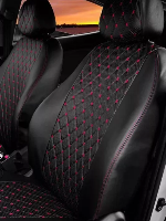 Чехлы/AvtoElite/Lada ВАЗ Kalina(Калина) 2004-2014г/экокожа 2/РОМБ/черный/отстрочка красная/раздельн. оптом