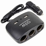 Разветвитель 3 гнезда, 2 USB, IN-CAR 1511 оптом