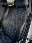 Чехлы/AvtoElite/Lada ВАЗ Priora,2111-12 до 2014/хетчбек/универсал/экокожа 2/черный/РОМБ/отстр синяя оптом