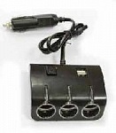 Разветвитель 3 гнезда, 2 USB, черн., жесткий, подсветка (G4007) оптом