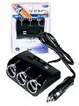 Разветвитель прикур. "Nova Bright" 3 гнезда + 2 USB-порта, 1000мА, 12/24В 46902 оптом
