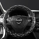 Оплётка AUTOPREMIER М экокожа, ромб прострочка, чёрный/серебряная нить, VL2010M оптом