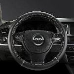 Оплётка PREMIER М экокожа гладкая, черный/белая нить, LC1000M оптом