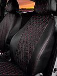 Чехлы/AvtoElite/Kia Rio(Киа Рио),Hyundai Solaris с 2017/экокожа 2/черный/РОМБ/отстрочка красная оптом