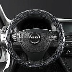 Оплётка AUTOPREMIER М экокожа, ромб прострочка, чёрный/синяя нить, VL1010M оптом